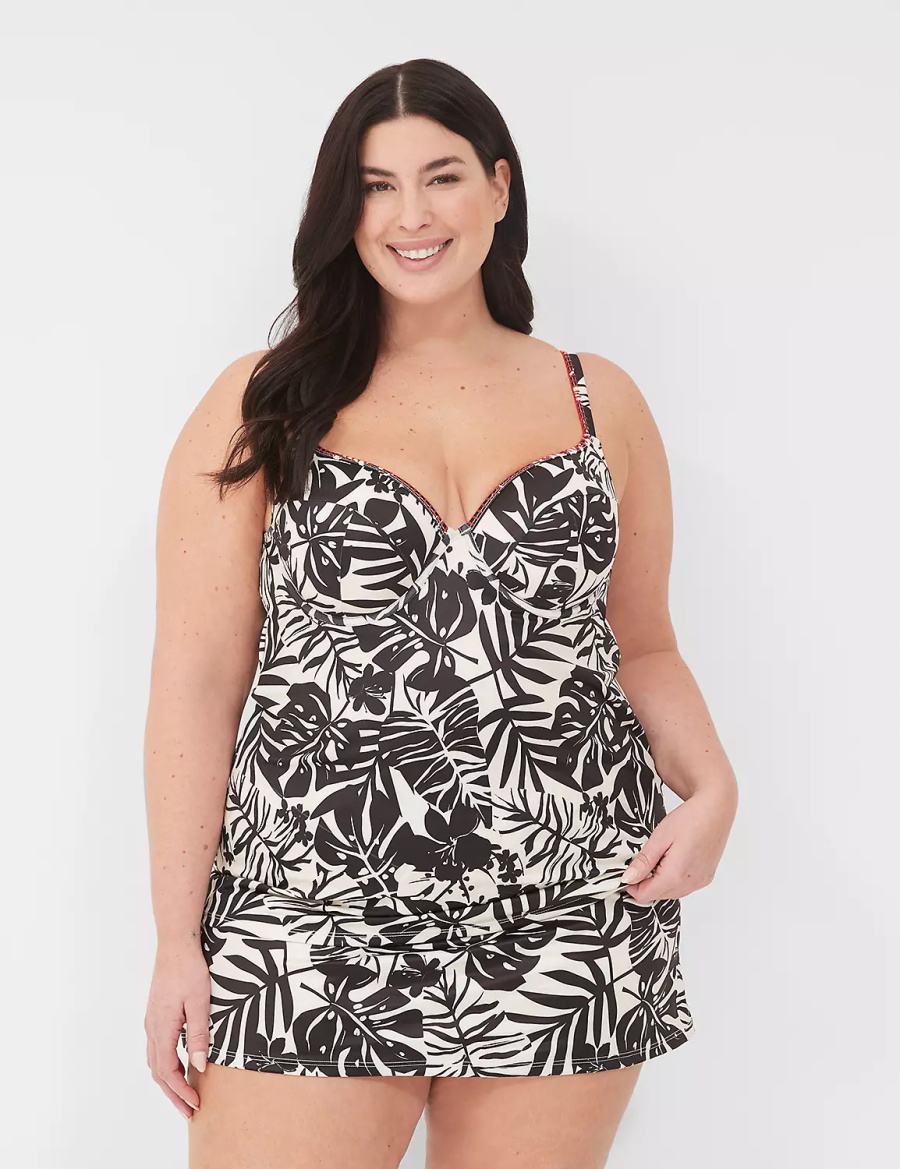 Dámské Vrchní díl Plavek Lane Bryant Underwire Balconette Tankini Bílé Černé | EBX9242CO