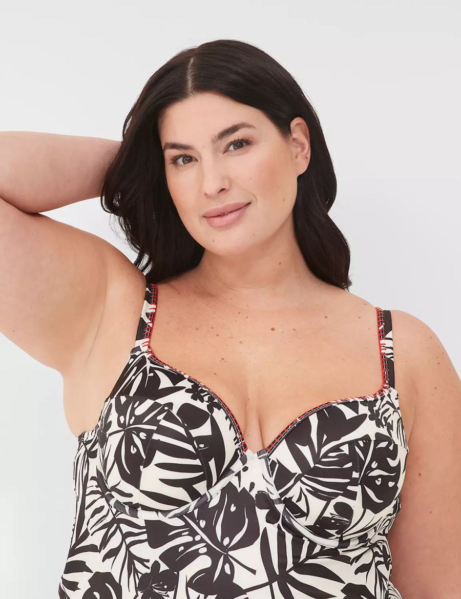 Dámské Vrchní díl Plavek Lane Bryant Underwire Balconette Tankini Bílé Černé | EBX9242CO