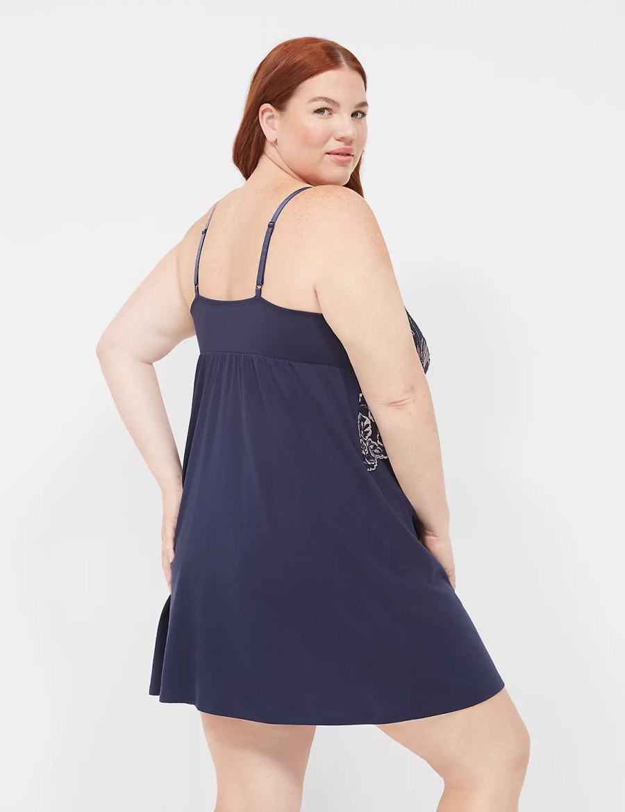 Dámské Šaty Lane Bryant Comfy Cotton Lace-Trim Chemise Blankyt | UTX1614PC