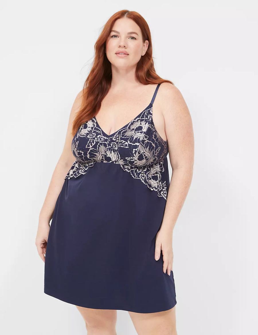 Dámské Šaty Lane Bryant Comfy Cotton Lace-Trim Chemise Blankyt | UTX1614PC