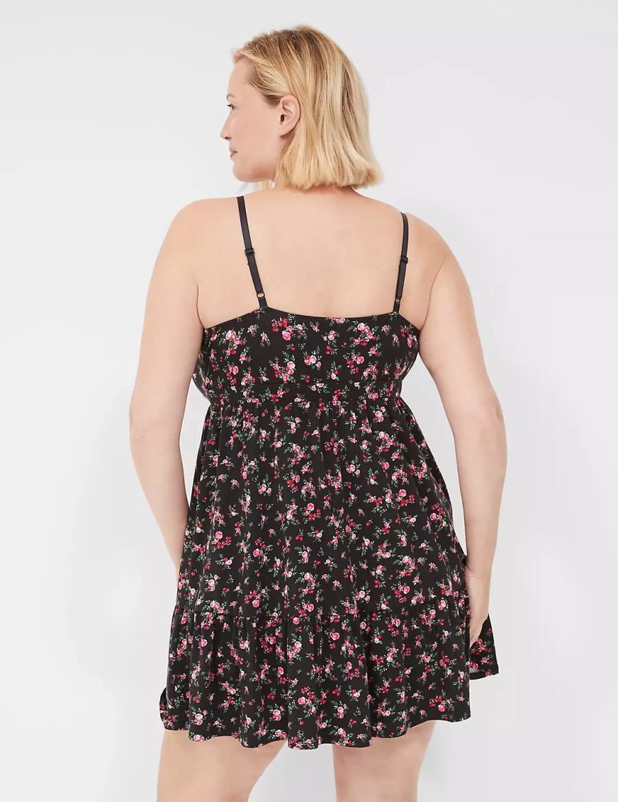 Dámské Šaty Lane Bryant Comfy Cotton Ruffle Chemise Růžové Černé | BXE9050OC