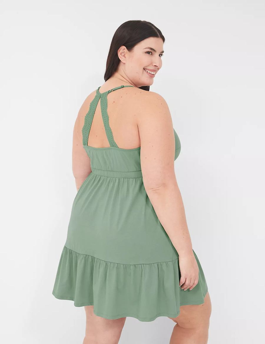 Dámské Šaty Lane Bryant Comfy Cotton Strappy-Back Chemise Zelene | ZUH4945ZY