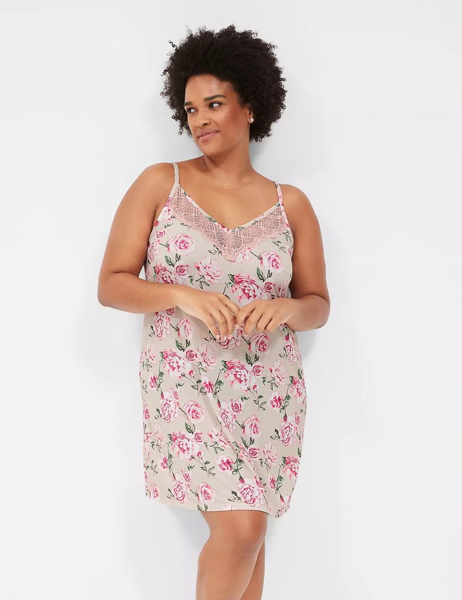 Dámské Šaty Lane Bryant DreamyCool Lace-Trim Chemise Růžové Růžové | HMB9322BS