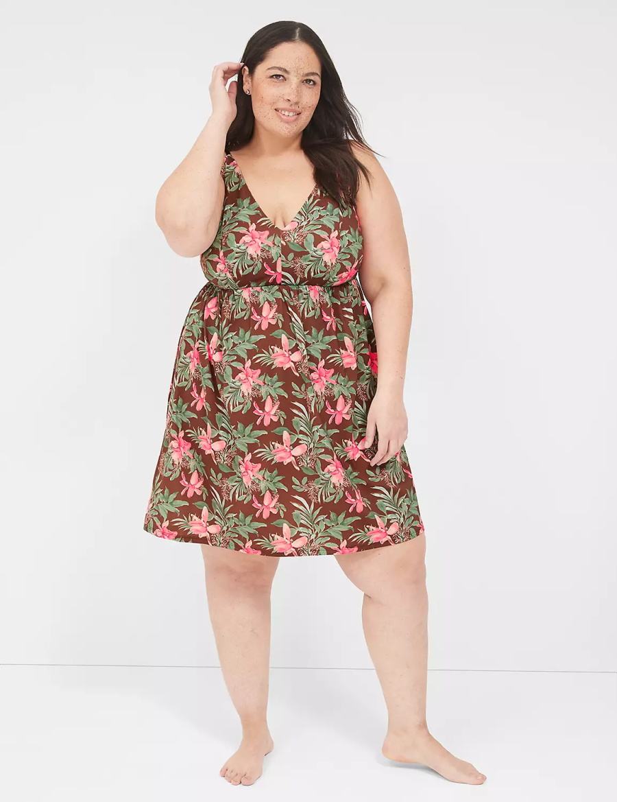 Dámské Šaty Lane Bryant DreamyCool Sleep Chemise Zelene Viacfarebný | TCV2820FJ