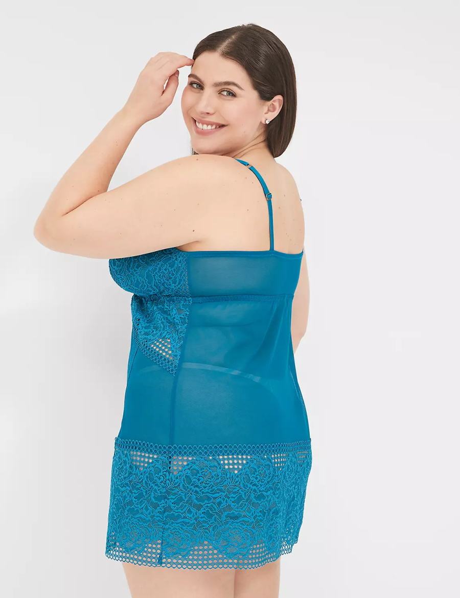 Dámské Šaty Lane Bryant Mesh & Lace Slip Blankyt | MEW6375OK