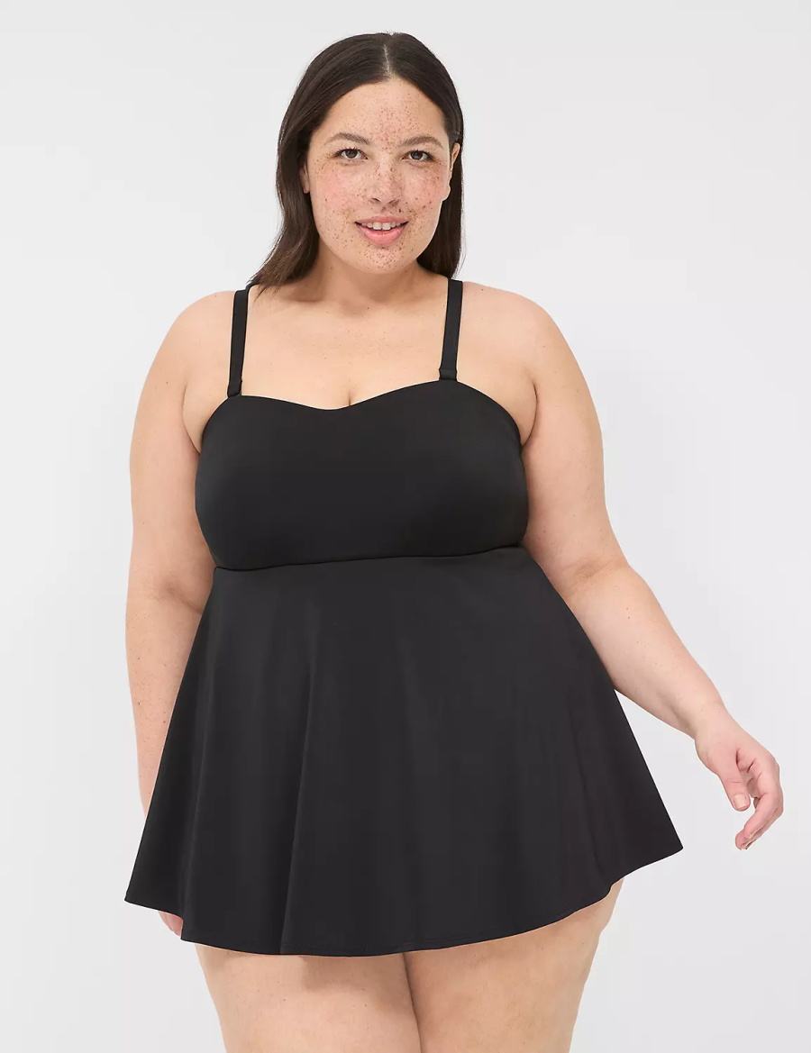 Dámské Šaty Lane Bryant No-Wire Multi-Way Strapless Swim Černé | LOG7780NN