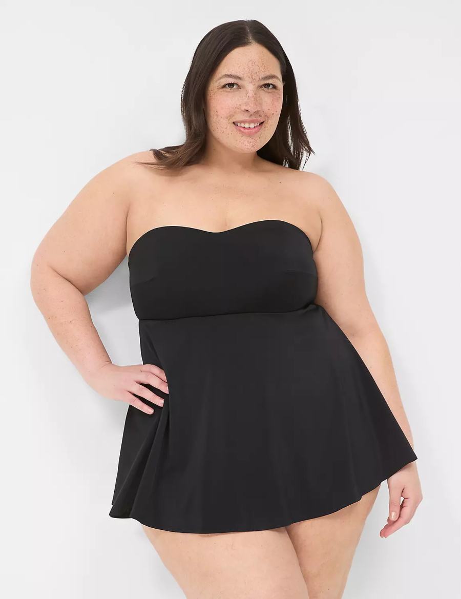 Dámské Šaty Lane Bryant No-Wire Multi-Way Strapless Swim Černé | LOG7780NN