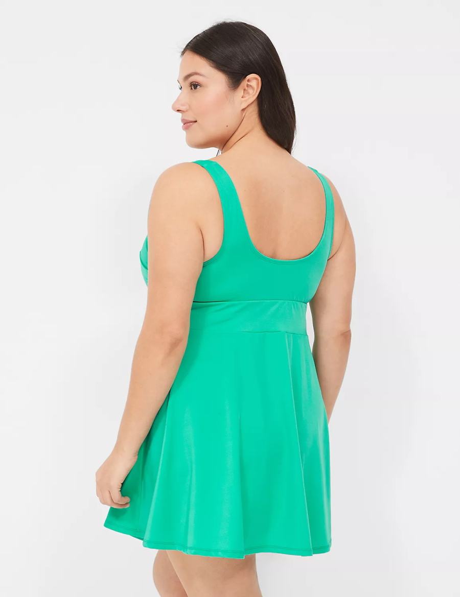 Dámské Šaty Lane Bryant No-Wire Scoop-Neck Swim Tyrkysové | IXC259PO