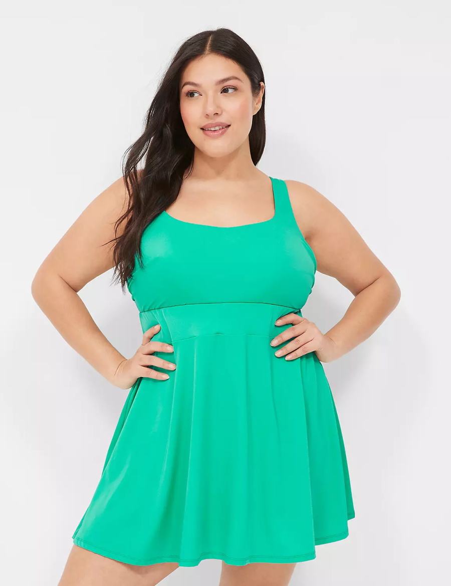 Dámské Šaty Lane Bryant No-Wire Scoop-Neck Swim Tyrkysové | IXC259PO