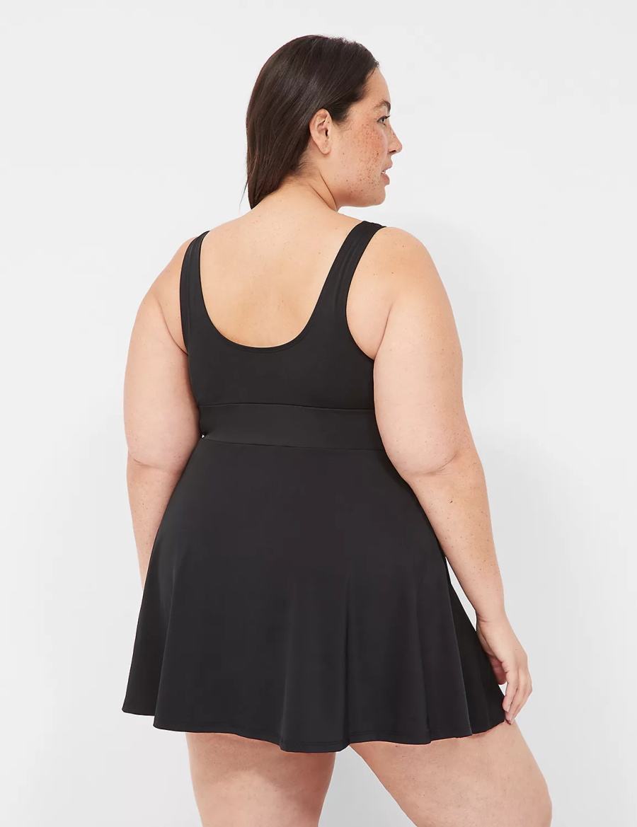 Dámské Šaty Lane Bryant No-Wire Scoop-Neck Swim Černé | MOC2778XR