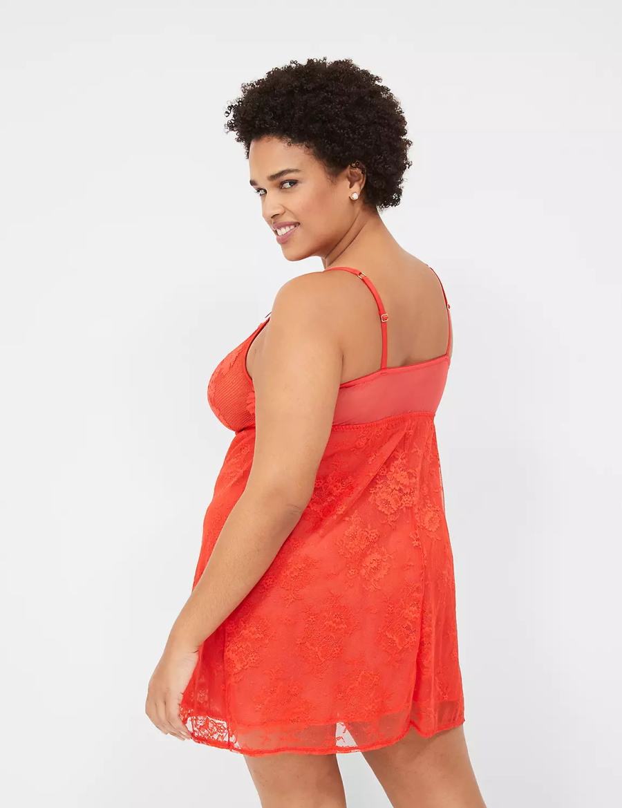 Dámské Šaty Lane Bryant Stretch Lace Slip Tmavě Červené | EYW351ST