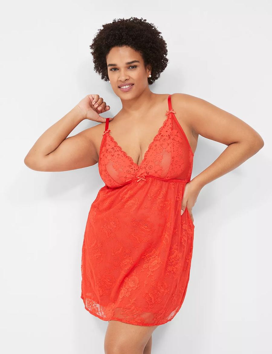 Dámské Šaty Lane Bryant Stretch Lace Slip Tmavě Červené | EYW351ST