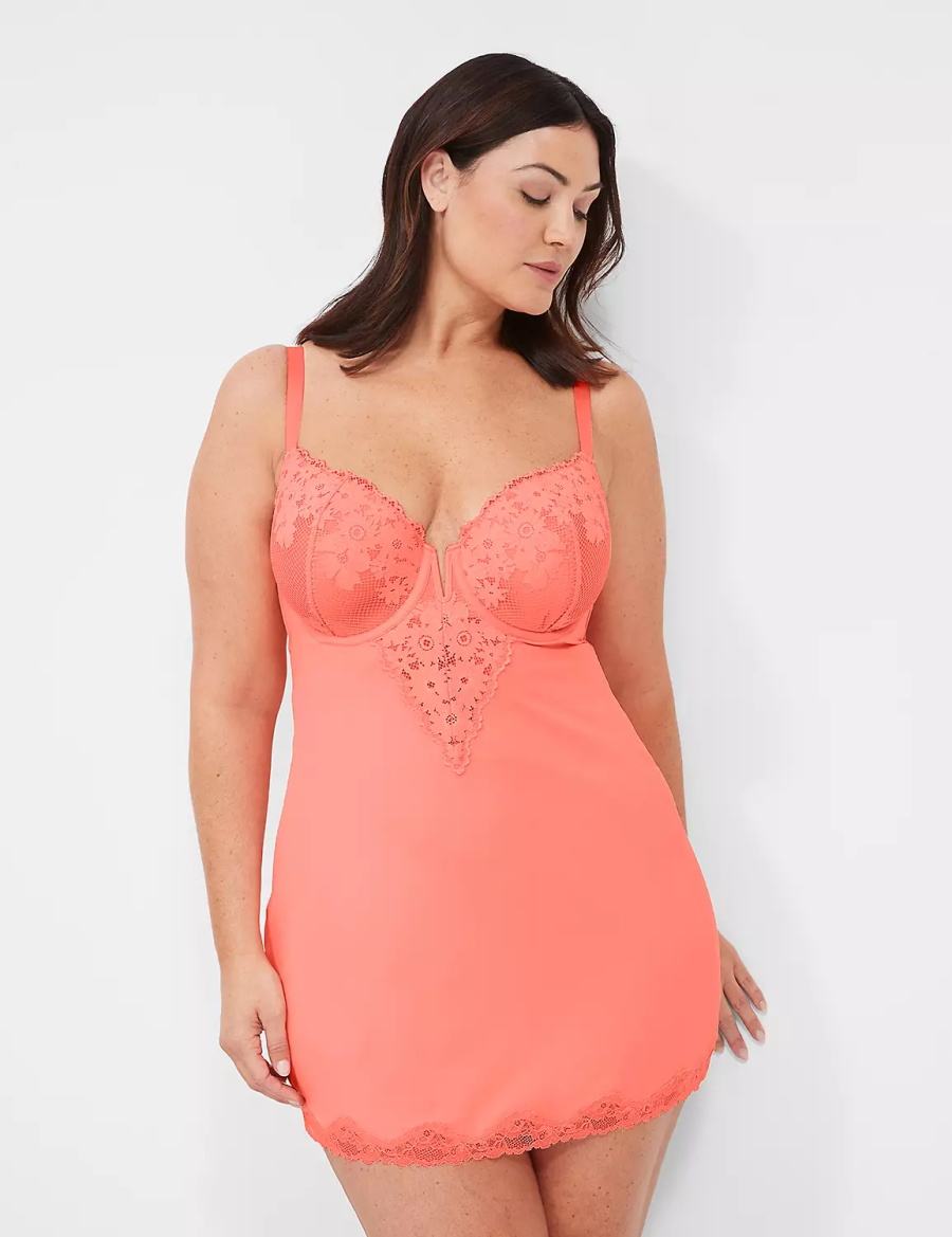 Dámské Šaty Lane Bryant Underwire Lace Slip Růžové | QIV8371AE