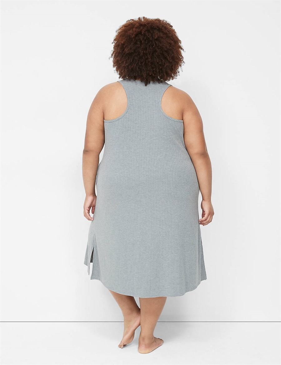 Dámské Šaty Lane Bryant Wide Rib High-Slit Midi Šedé | YIM6192EN