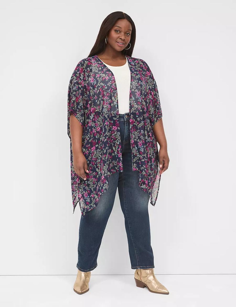 Dámské Župany Lane Bryant Chiffon Overpiece Tmavě Blankyt | WRP6990YM