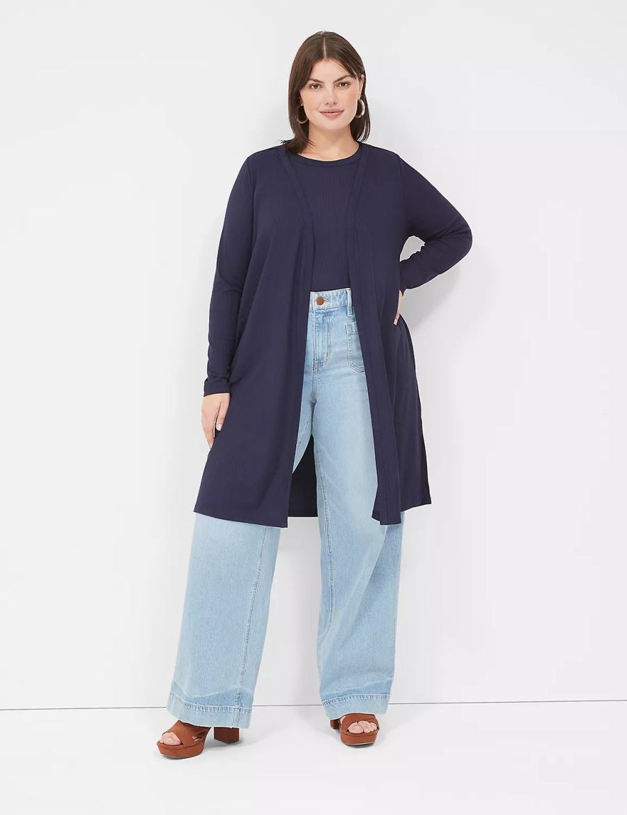 Dámské Župany Lane Bryant Long-Sleeve Open-Front Overpiece Blankyt | DFL9163QZ