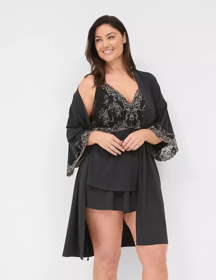 Dámské Župany Lane Bryant Modern Romance Černé | RAL6569TZ