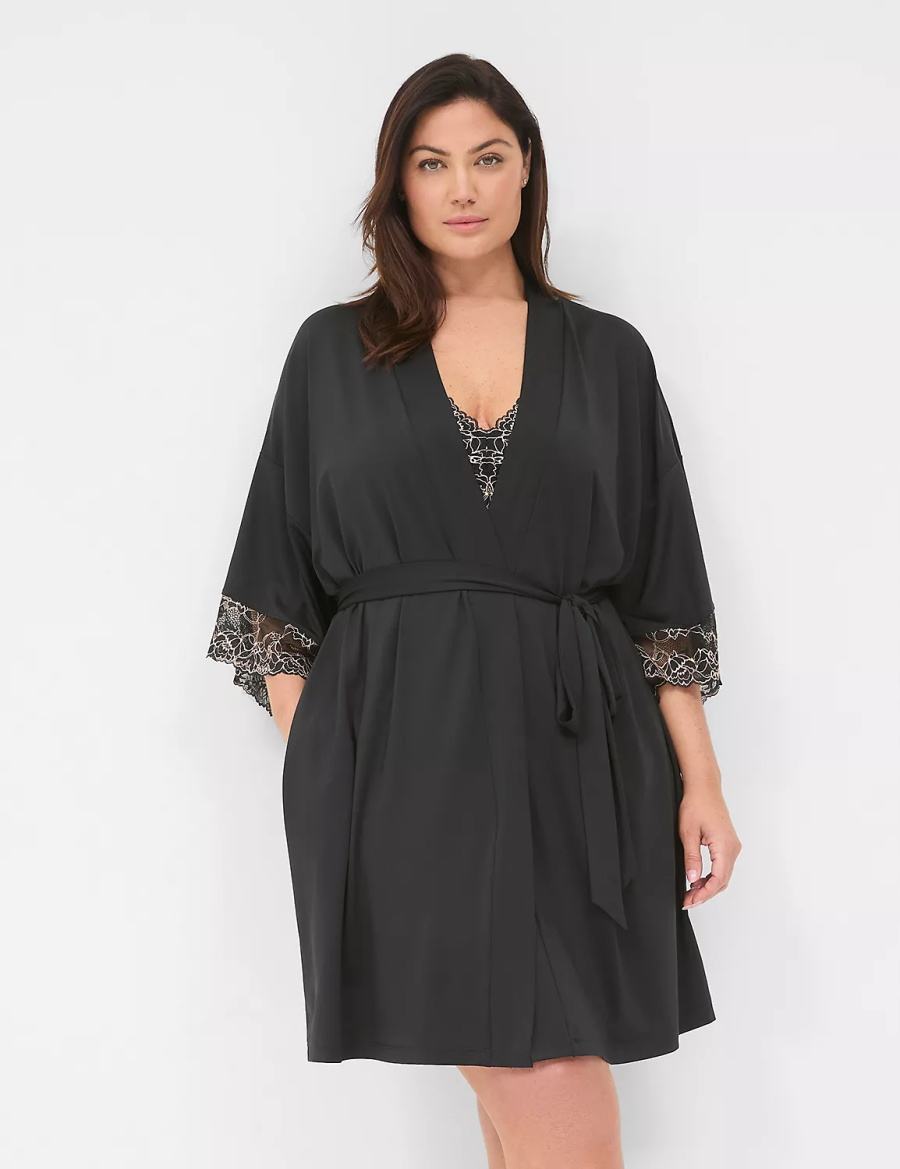 Dámské Župany Lane Bryant Modern Romance Černé | RAL6569TZ