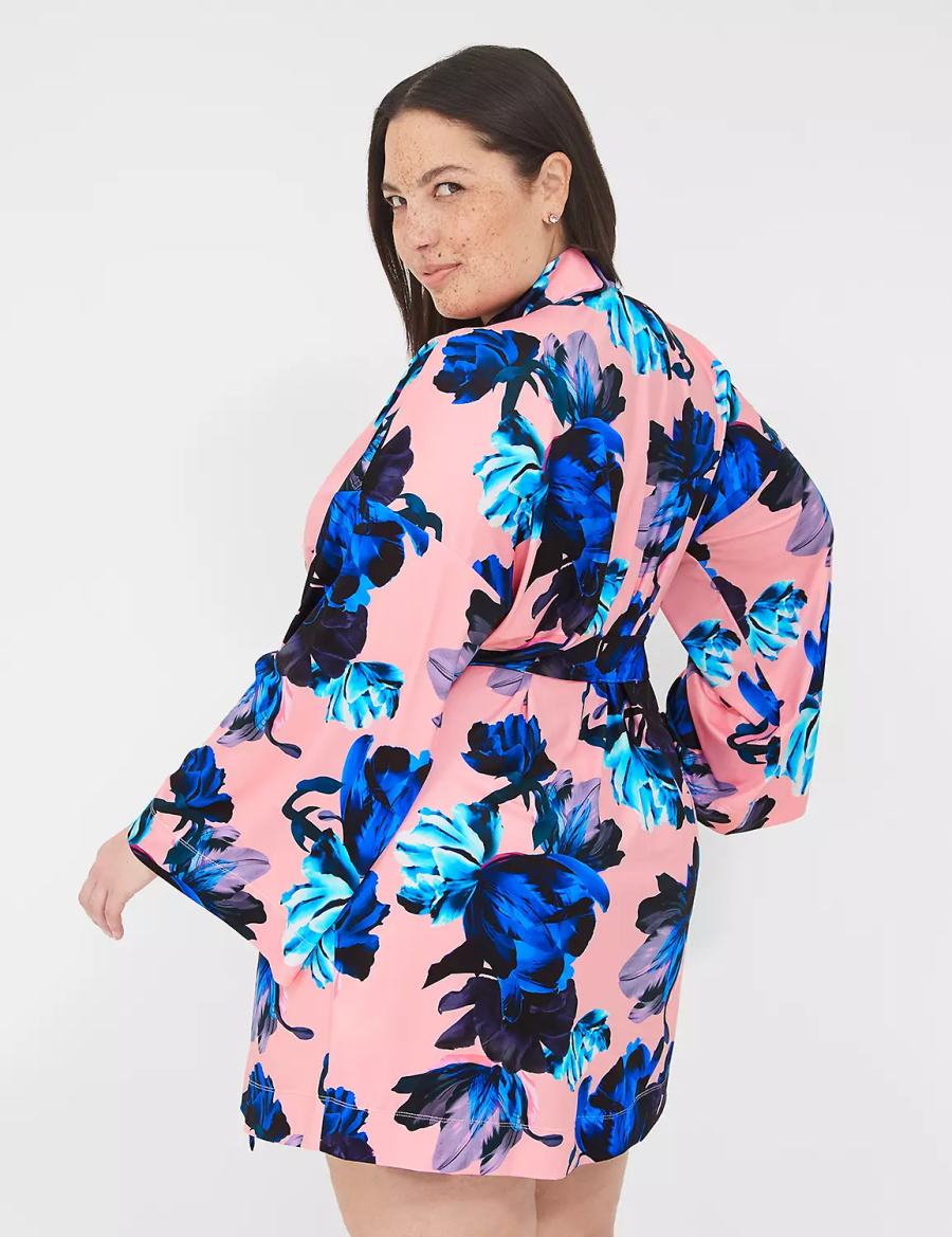 Dámské Župany Lane Bryant Printed Microfiber Růžové Blankyt Viacfarebný | LYP859OK