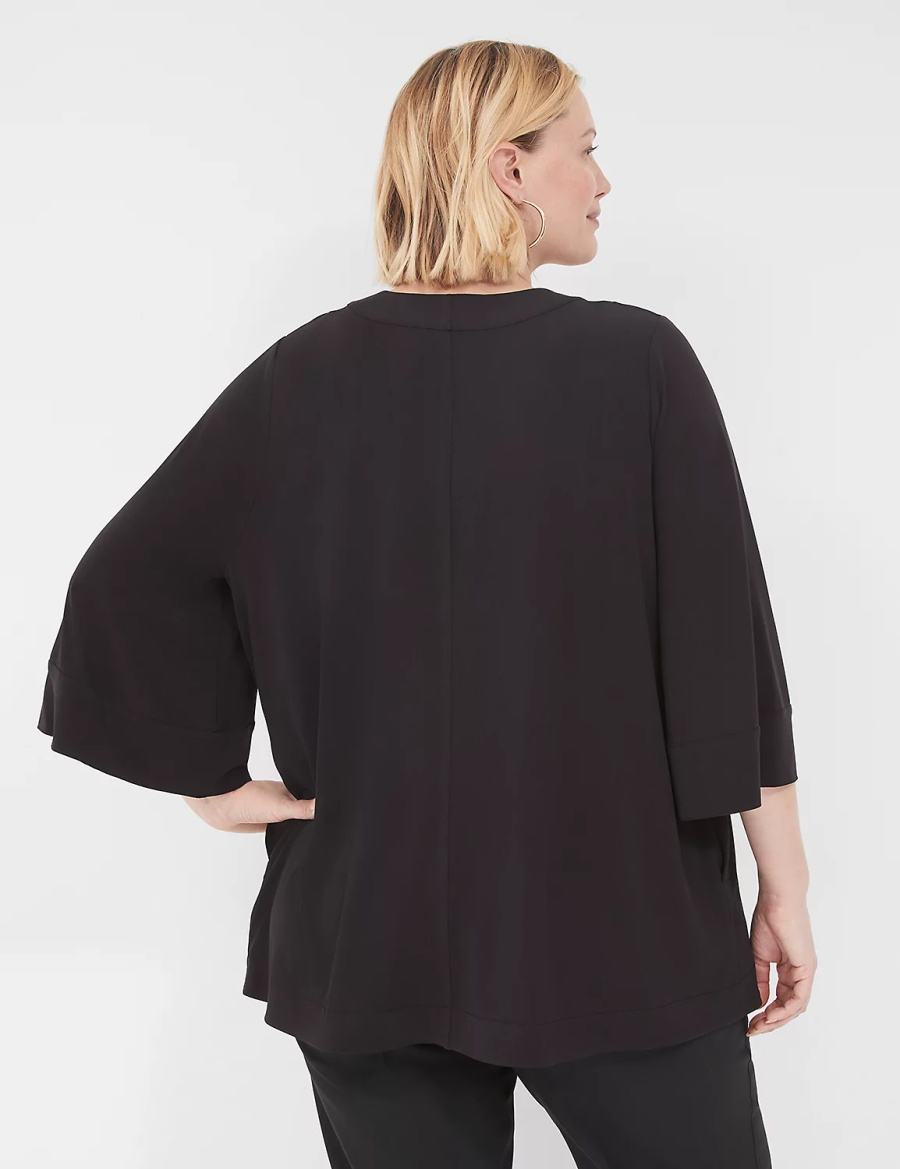 Dámské Župany Lane Bryant Relaxed Wide 3/4-Sleeve Overpiece Černé | CJG9122ZE