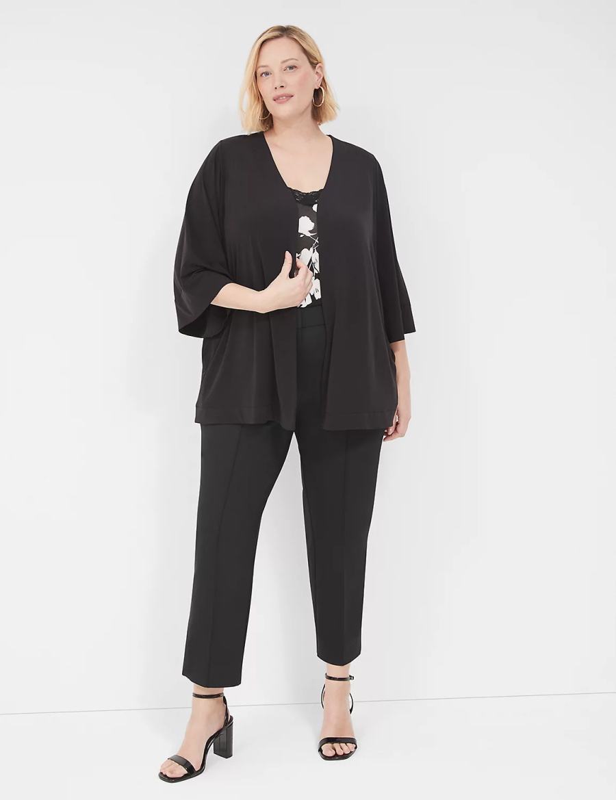 Dámské Župany Lane Bryant Relaxed Wide 3/4-Sleeve Overpiece Černé | CJG9122ZE