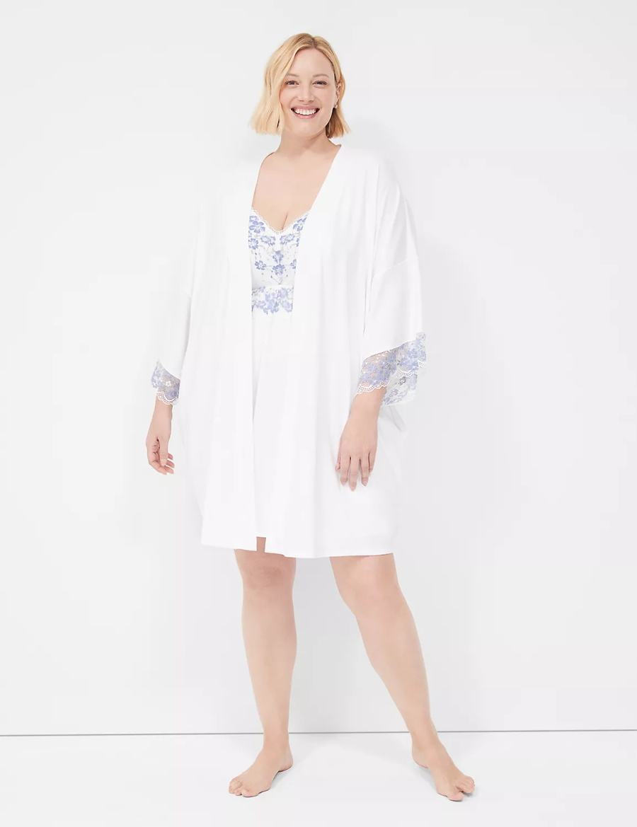 Dámské Župany Lane Bryant Romance Lace-Trim Bílé | BSI5527DN