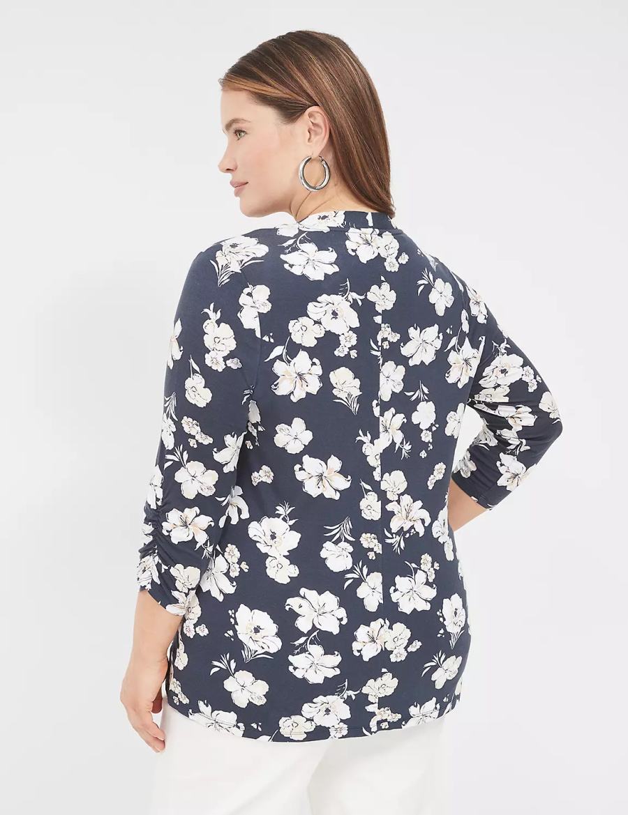 Dámské Župany Lane Bryant Ruched 3/4-Sleeve Open-Front Overpiece Tmavě Blankyt | IBZ9061KK